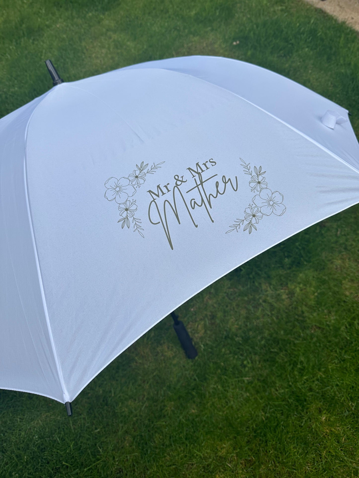 SAMPLE Personalised White Wedding Umbrella