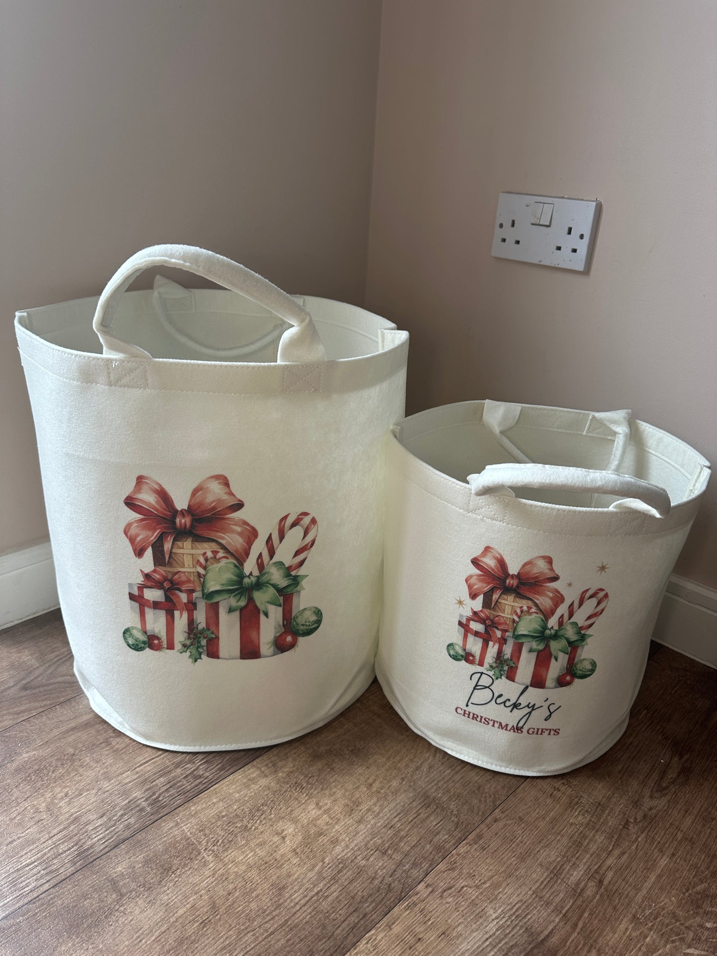 Varied Christmas Design Felt Present Trugs