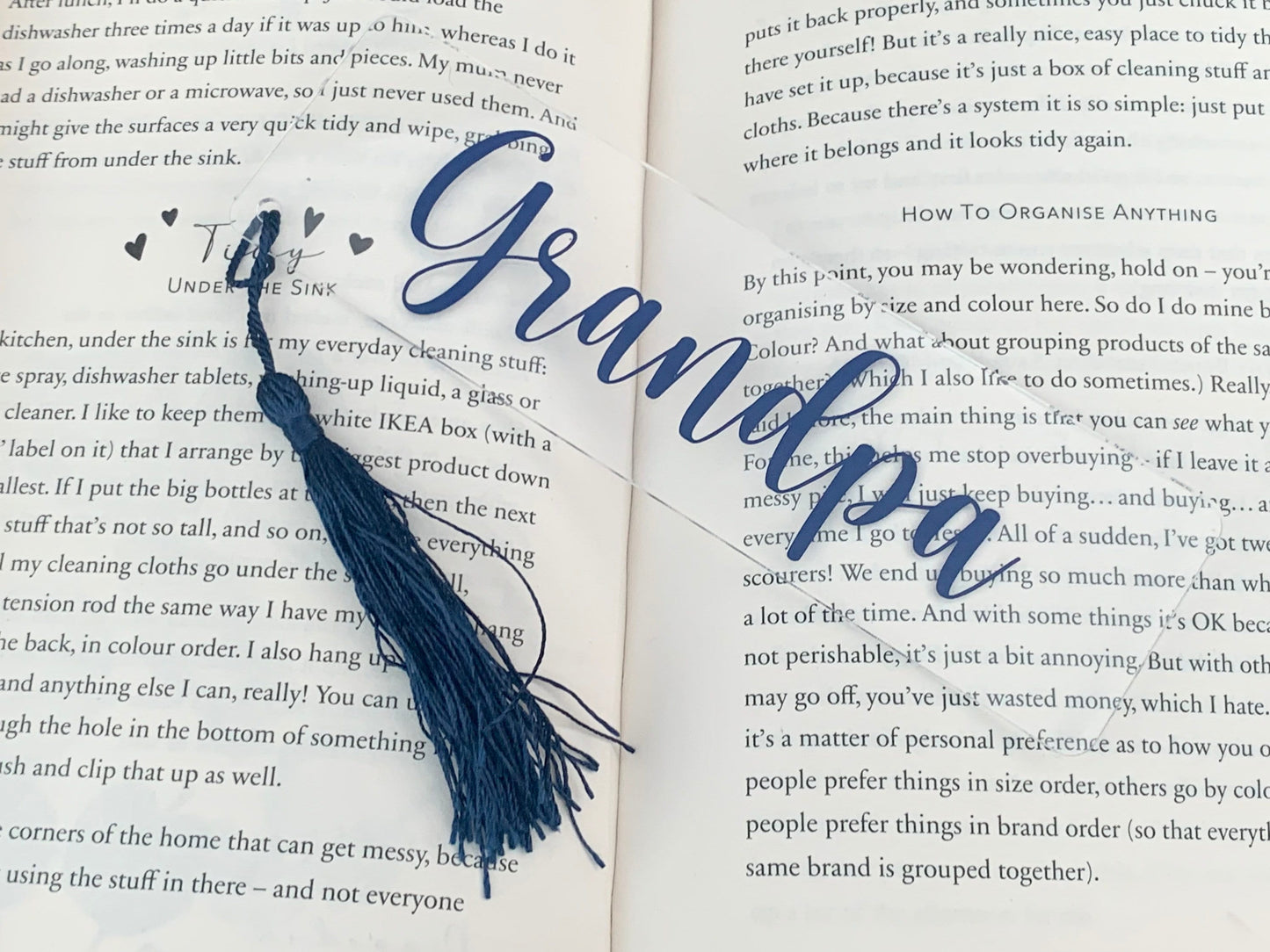 Personalised Bookmark Clear Acrylic Teacher Gifts Any Custom Name Book Lover Journal Student Planner Diary Gift Bookworm Reading Customised