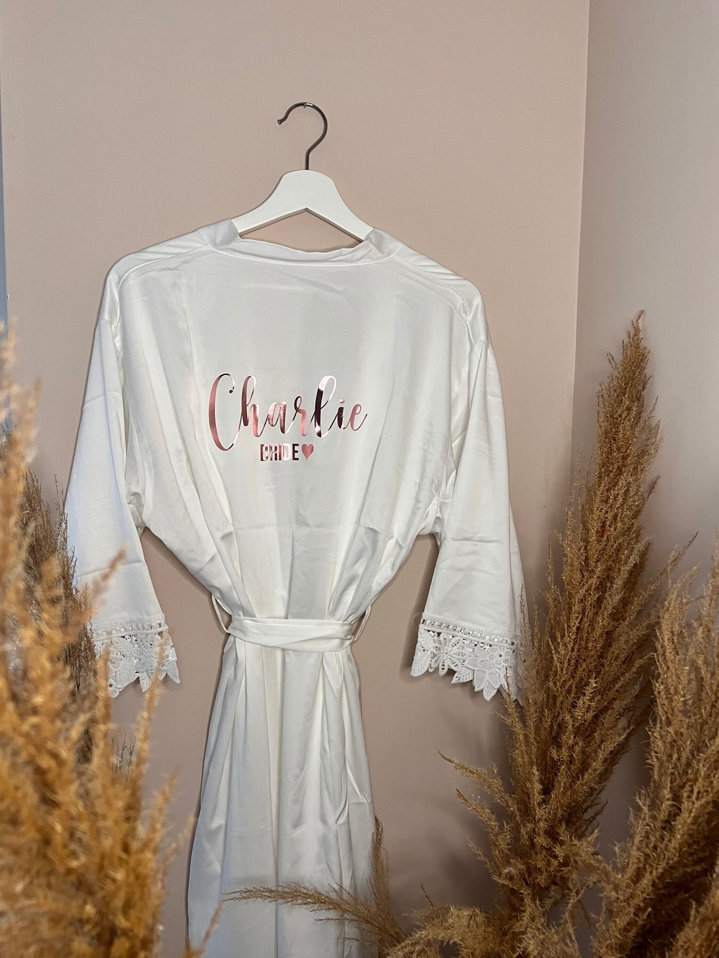 Personalised Bridal Party Bundle | Bridesmaid Robes, Bridesmaid Gift, Bride Customised Set | Robe, Champagne Flute, Hanger,Gift Bag