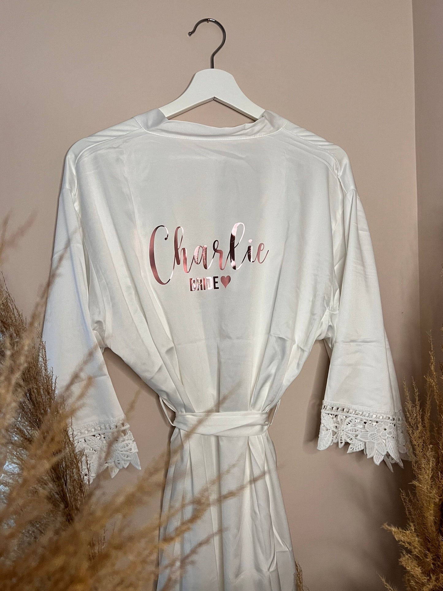 Personalised Bridal Party Bundle | Bridesmaid Robes, Bridesmaid Gift, Bride Customised Set | Robe, Champagne Flute, Hanger,Gift Bag