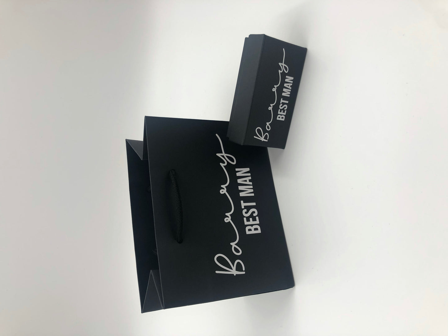 Personalised Groom, Groomsman, Father of the Bride Cufflink Box - Black Keepsake box with white writing - Personalised Name and Role