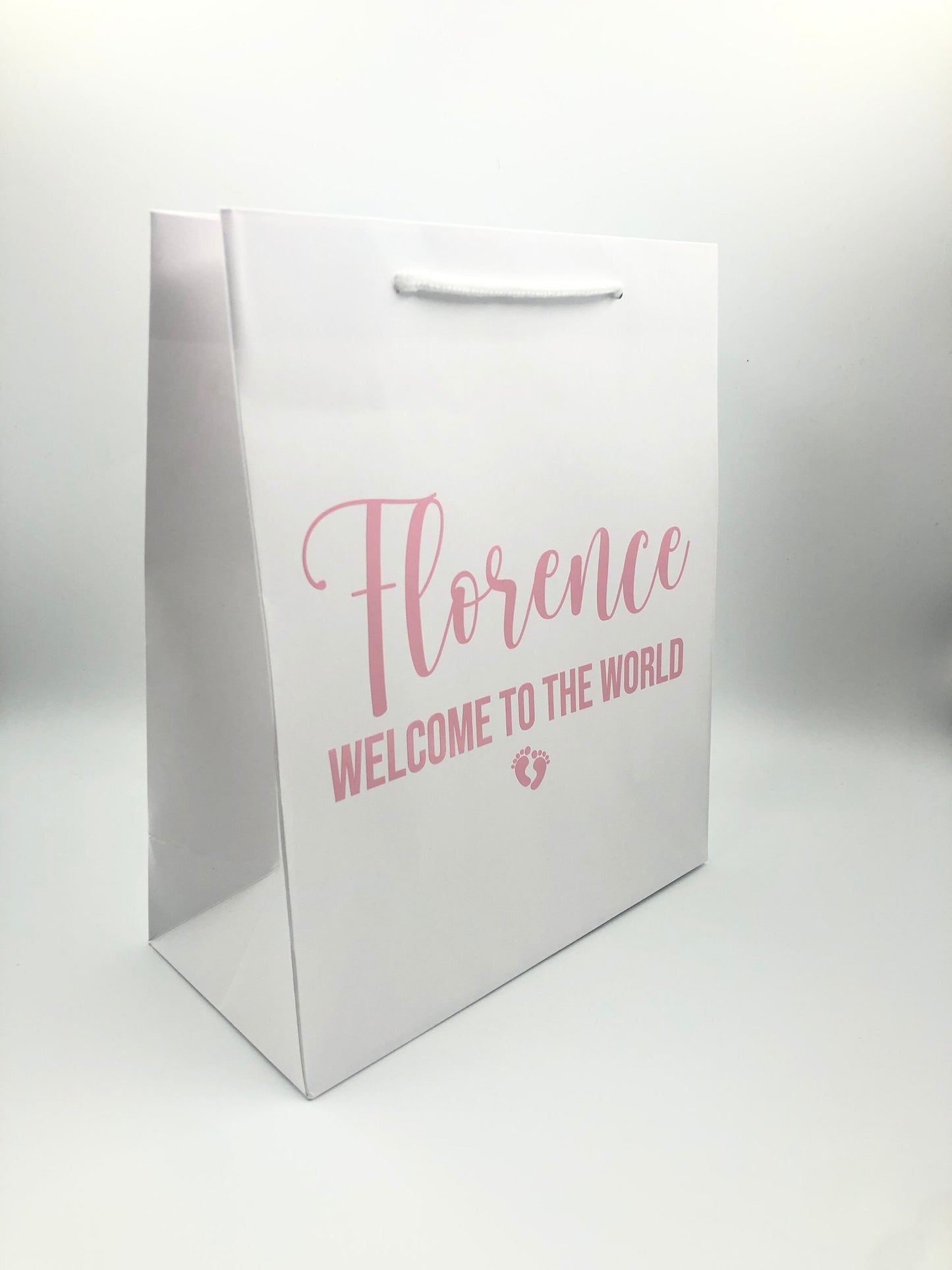 Personalised Newborn Baby Luxury Gift Bag - Any Name - Various Colours - New baby, Baby Shower, Congratulations - Baby Footprints