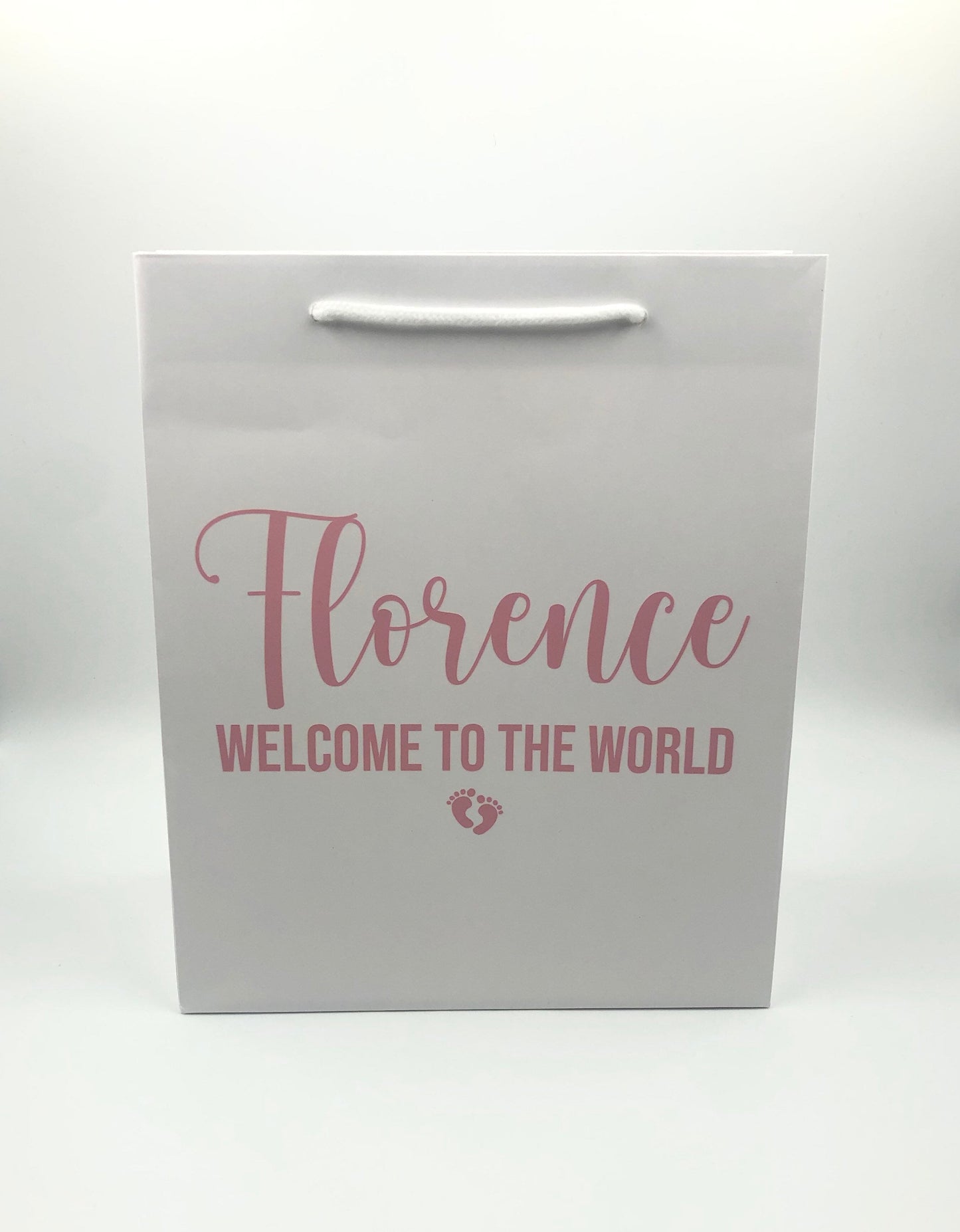 Personalised Newborn Baby Luxury Gift Bag - Any Name - Various Colours - New baby, Baby Shower, Congratulations - Baby Footprints