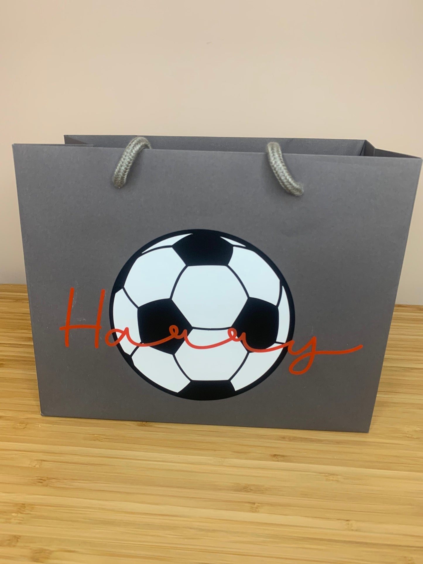 Personalised Football Birthday Luxury Gift Bag - Any Name - Various Colours - Children's Birthday Present, Kid's Party Gift