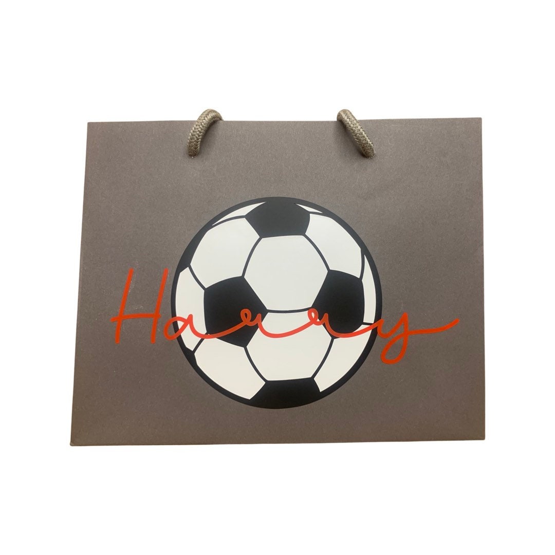 Personalised Football Birthday Luxury Gift Bag - Any Name - Various Colours - Children's Birthday Present, Kid's Party Gift