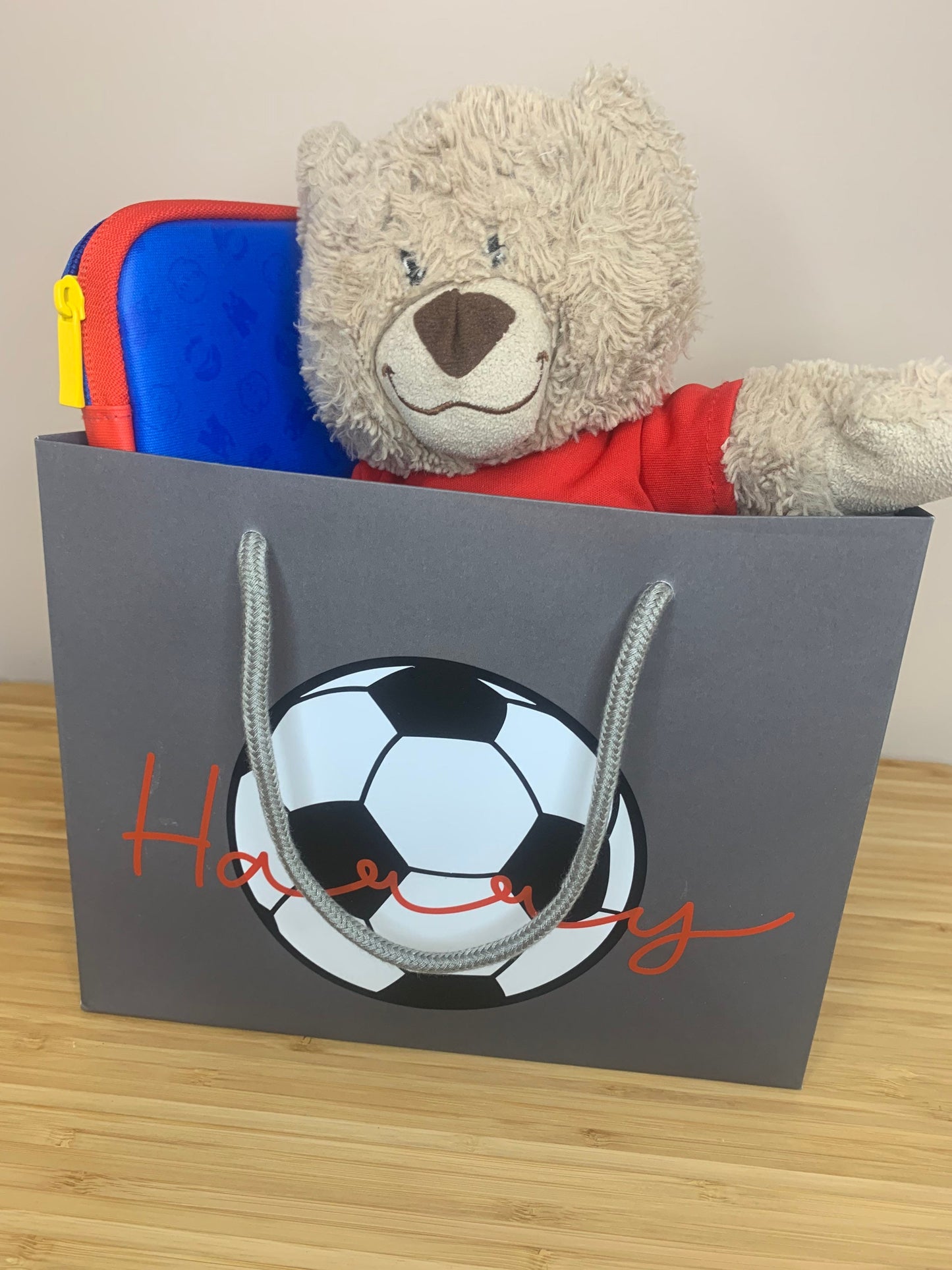 Personalised Football Birthday Luxury Gift Bag - Any Name - Various Colours - Children's Birthday Present, Kid's Party Gift