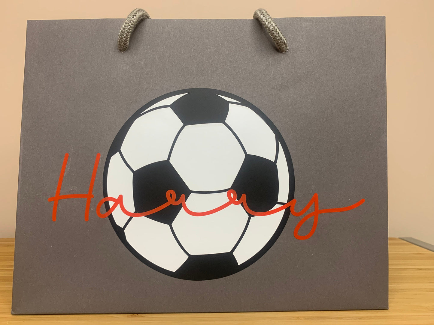 Personalised Football Birthday Luxury Gift Bag - Any Name - Various Colours - Children's Birthday Present, Kid's Party Gift