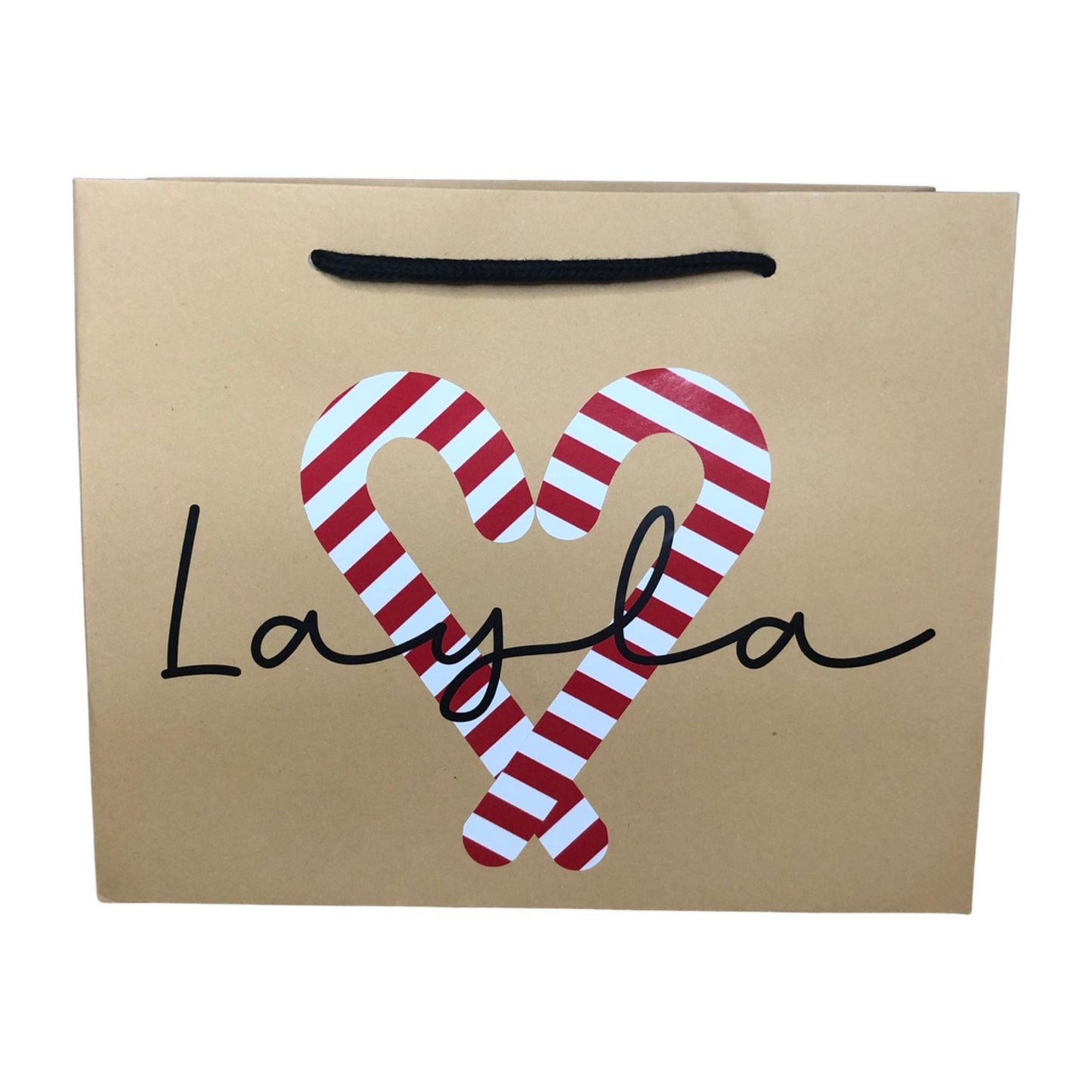 Personalised Christmas Luxury Gift Bag - Gingerbread Candy Cane Rudolph Christmas Tree Designs - Various Colours - Special Present