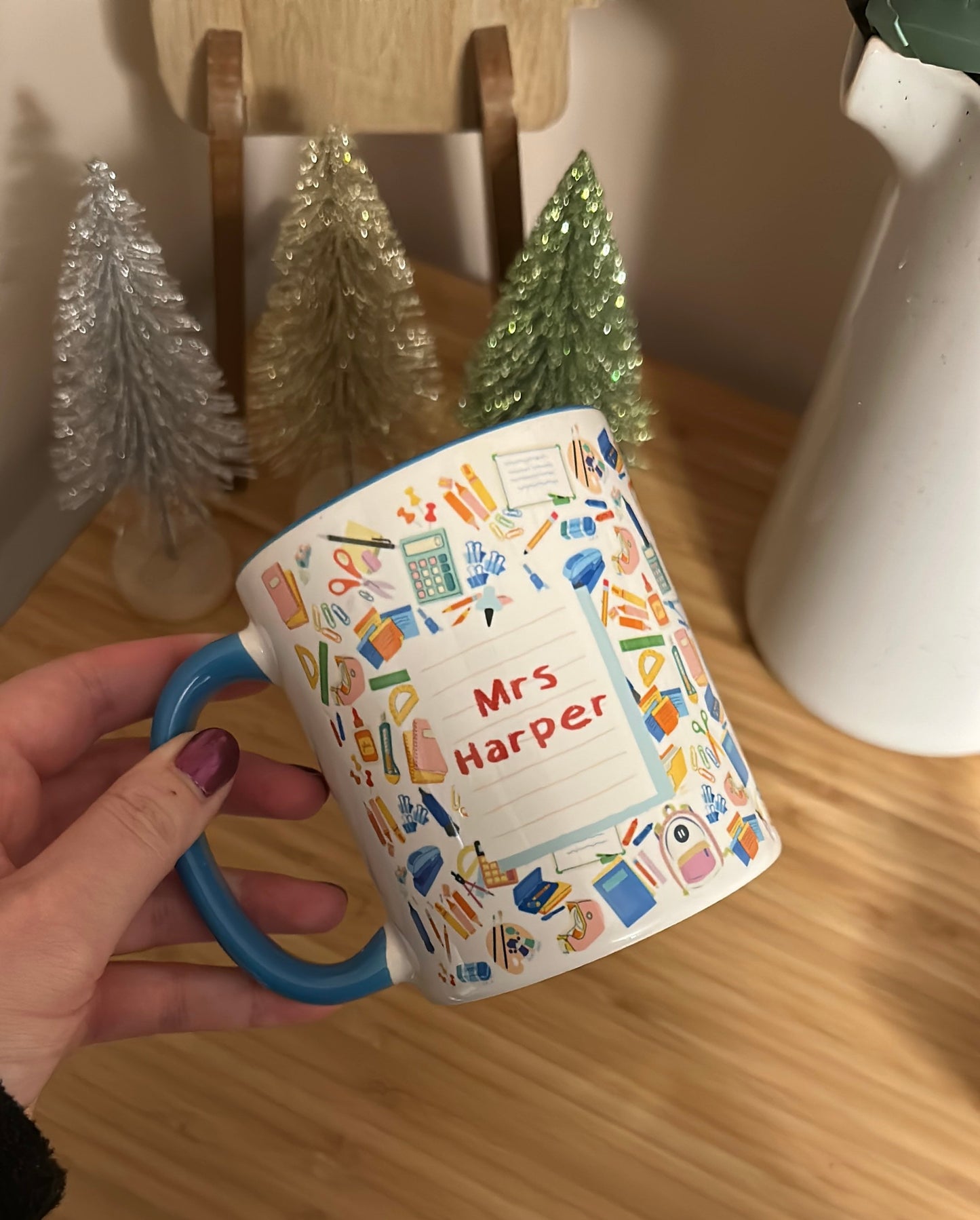 Personalised Teacher, Teaching Assistant Mug | Christmas Gift | End of Term Gift | Christmas Gift | Apple Pencil Design | Back to School