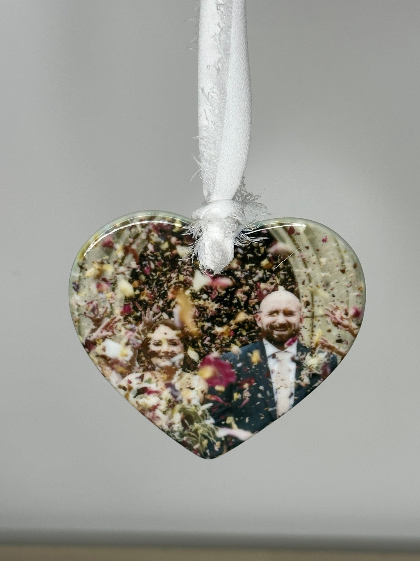 Personalised Heart Circle Photo Ceramic Ornament | Christmas Bauble | Valentines Gift | Mothers Day Gift