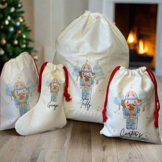 Blue Christmas Nutcracker Sacks/Stocking