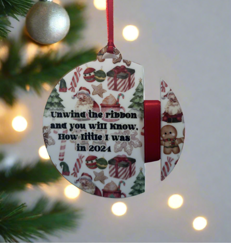 Height Ribbon Christmas Bauble 2024