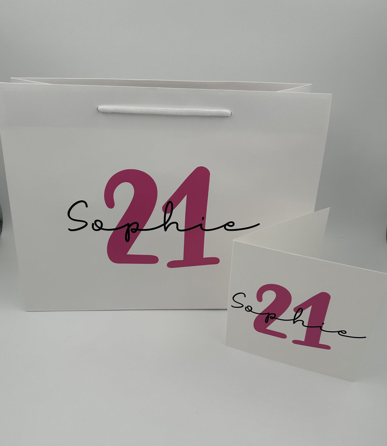 Personalised Birthday Luxury Gift Bag and Matching Greetings Card - Any Age and Name - Various Colours - 18th 21st 30th 50th 60th Present