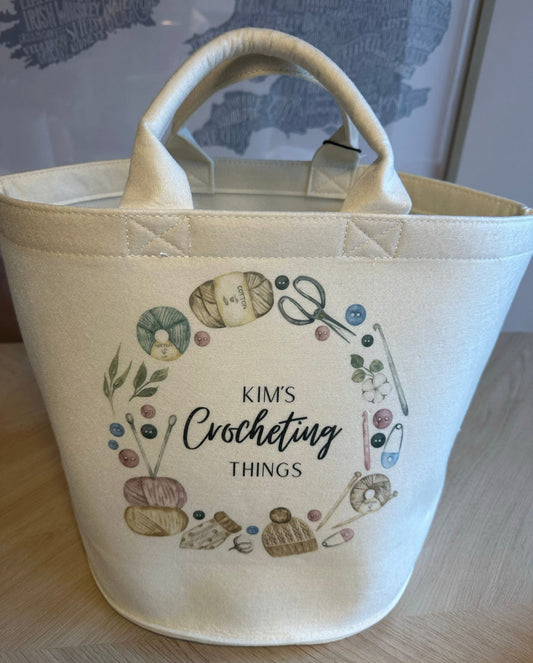 Personalised Crocheting/Knitting Felt Trug | Wool Needle Storage