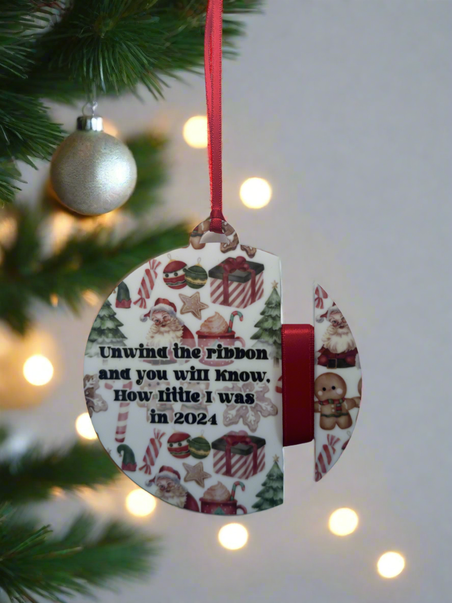 Height Ribbon Christmas Bauble 2024