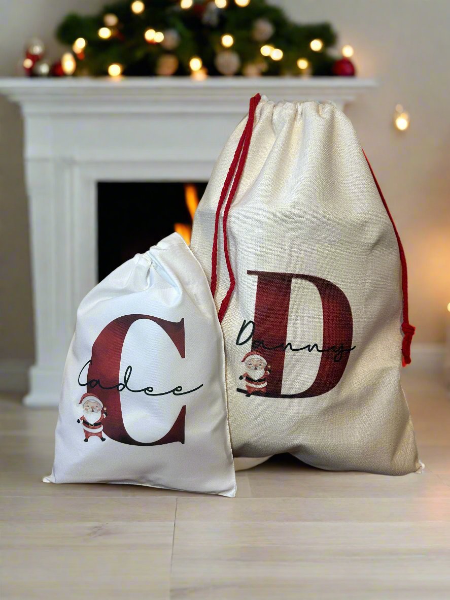 Santa Initial Sacks/Stocking