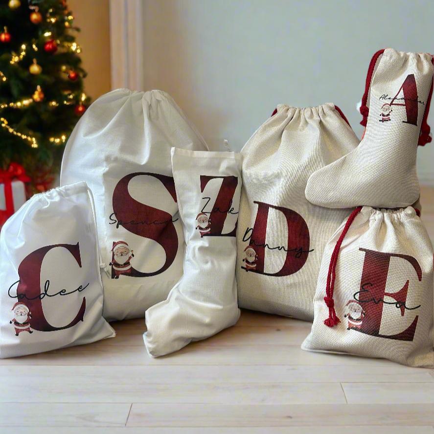 Santa Initial Sacks/Stocking