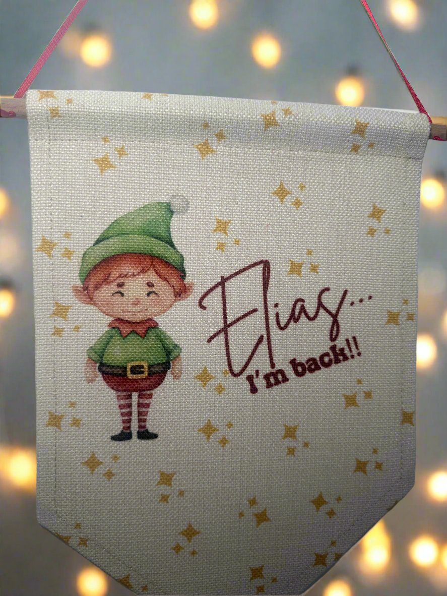 Elf 'I've been' Personalised Flag