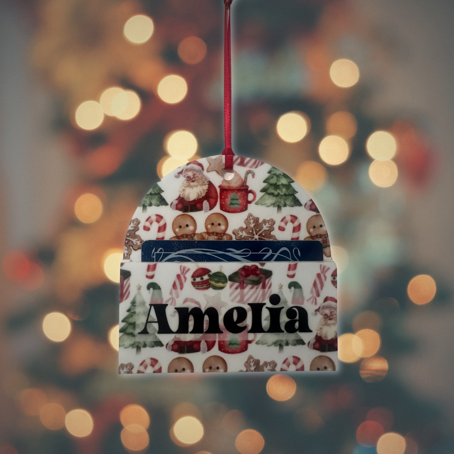 Personalised Christmas Gift Card Bauble - Red Design