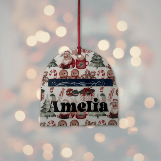 Personalised Christmas Gift Card Bauble - Red Design