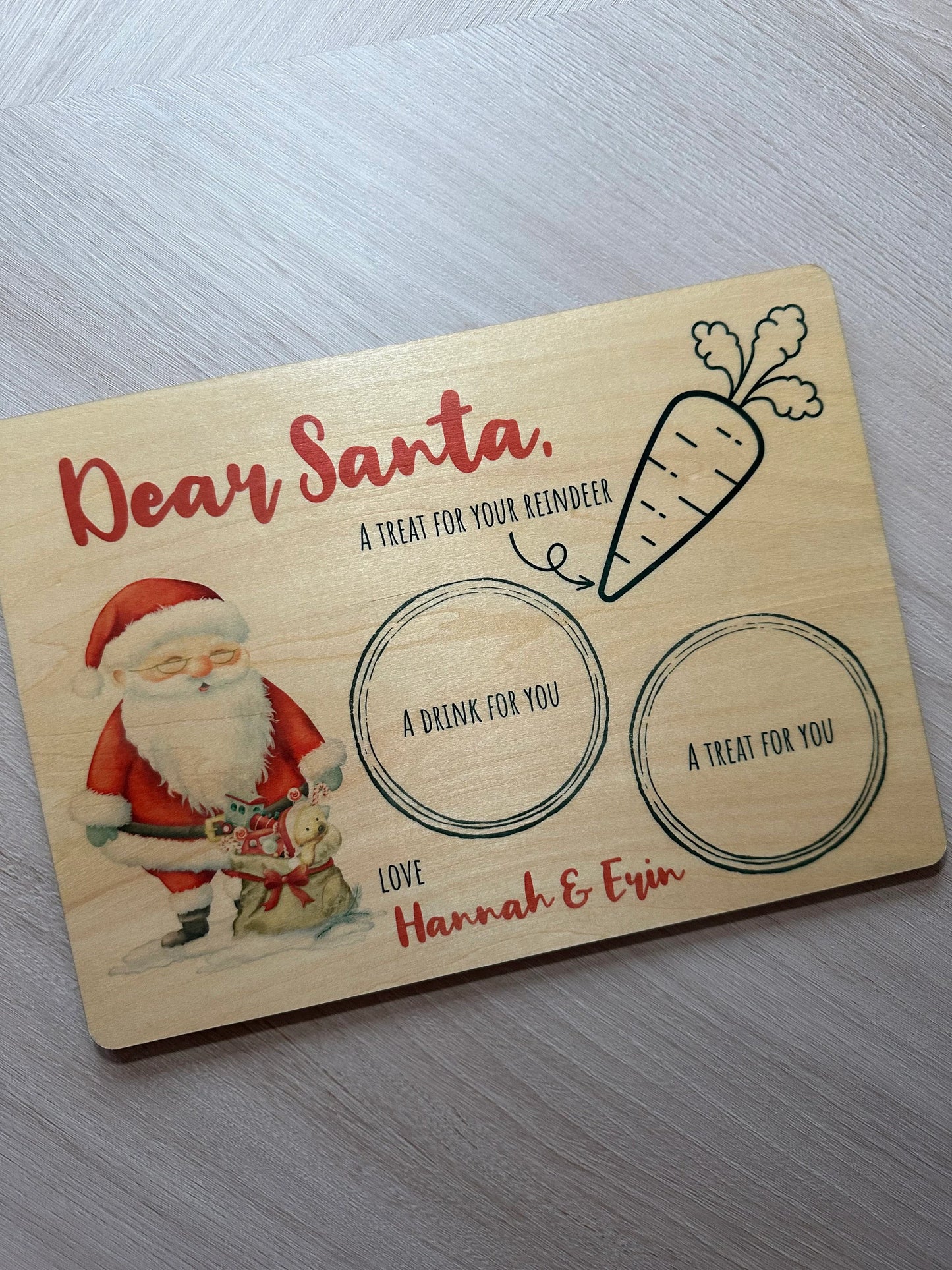 Personalised Treats for Santa Board - Wooden