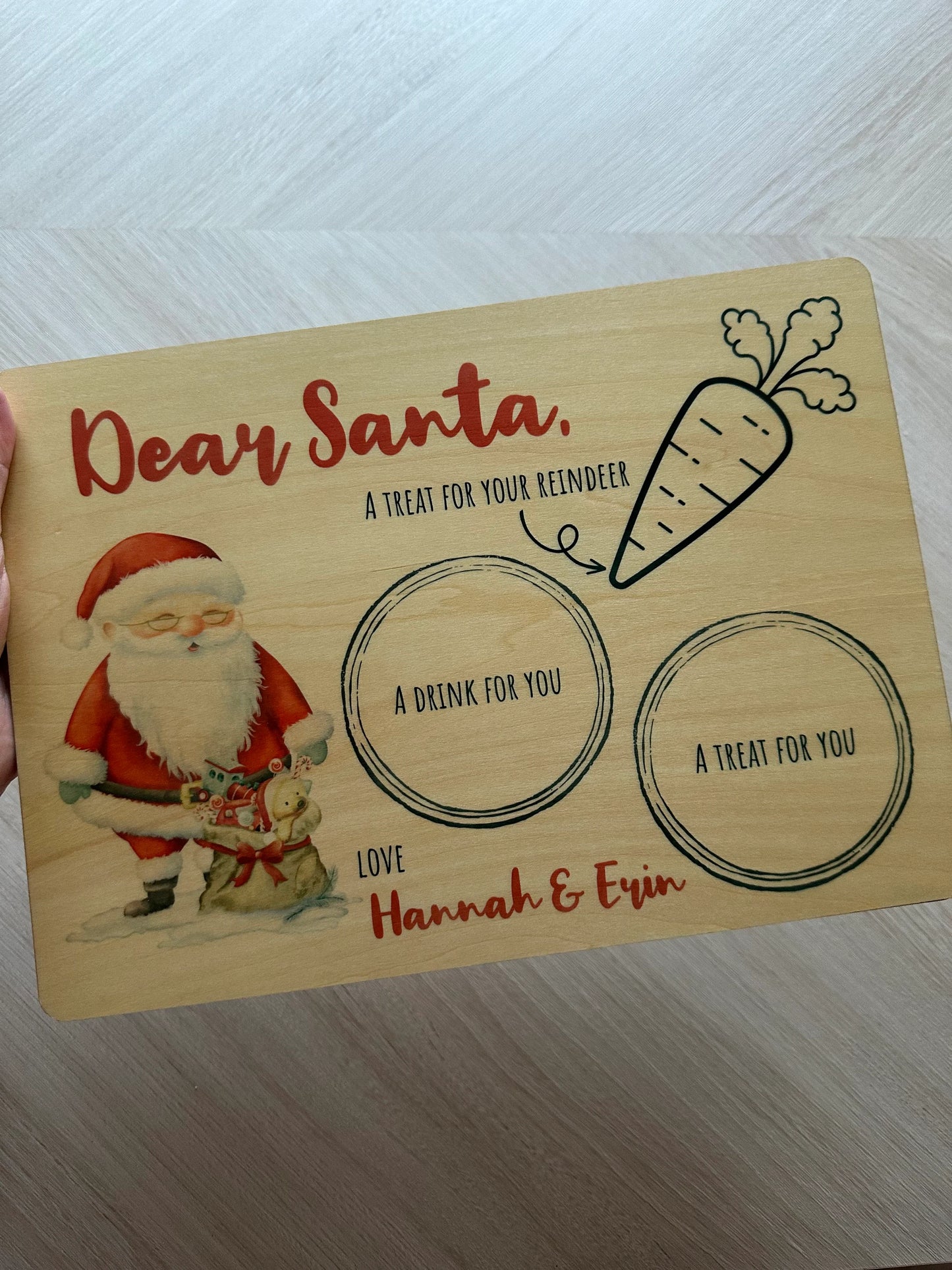 Personalised Treats for Santa Board - Wooden