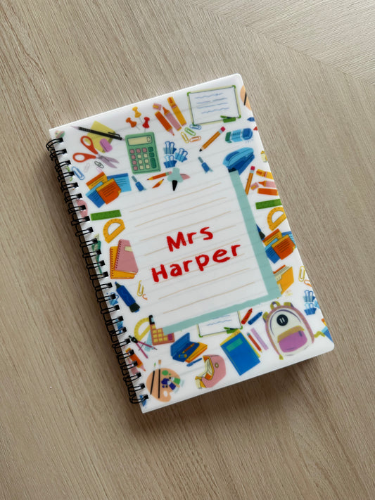 Personalised Teacher, Teaching Assistant Notebook | End of Term Gift | Mrs/Miss/Mr | Stationery Design |Back to School