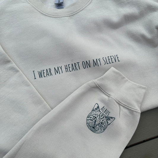 ' I wear my heart on my sleeve' Cat Sweatshirt