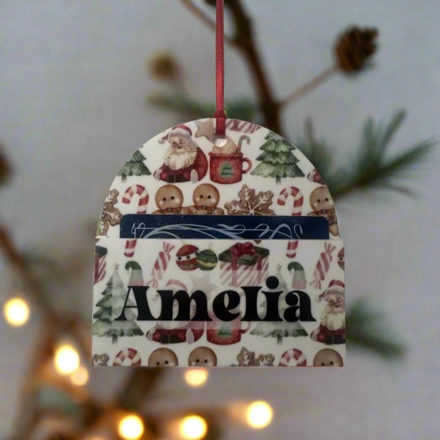 Personalised Christmas Gift Card Bauble - Red Design