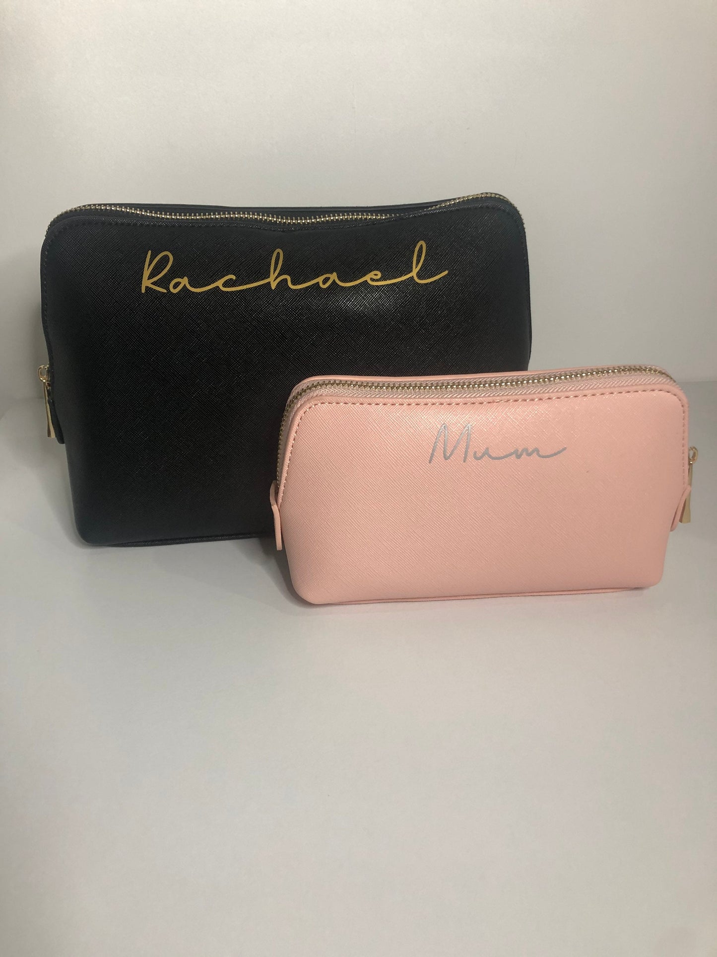 Personalised PU Leather Make Up Bag With Any Name in a choice of colours - Cosmetic Wash - Birthday Bridesmaid Mother's Day Customised Gift