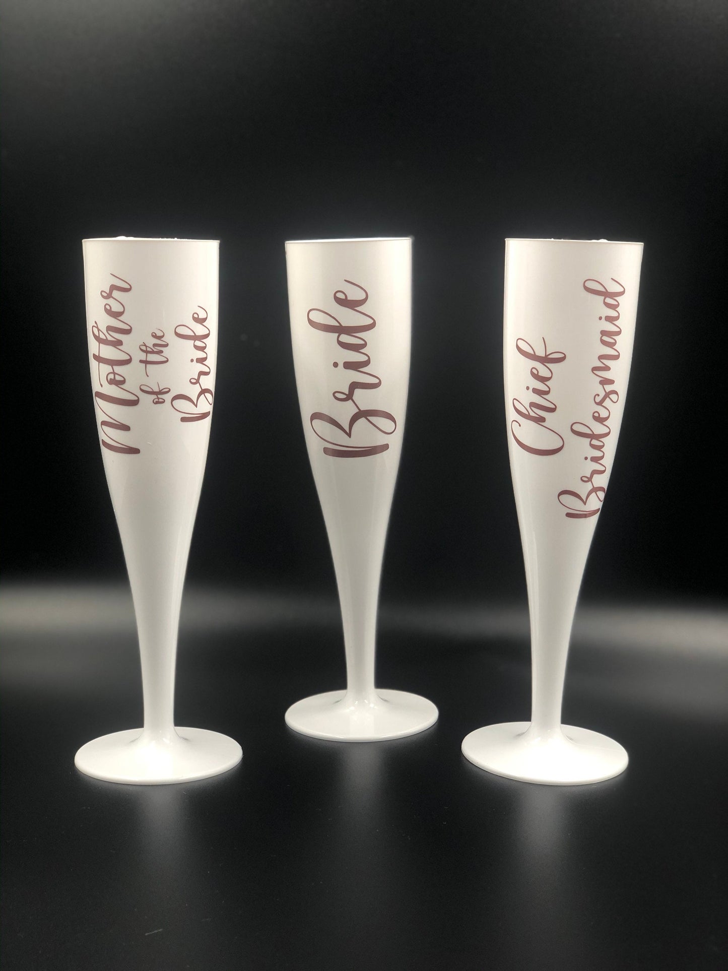 Personalised Champagne Flute - Biodegradable White Plastic - Prosecco glass - hen party, bridal shower, wedding