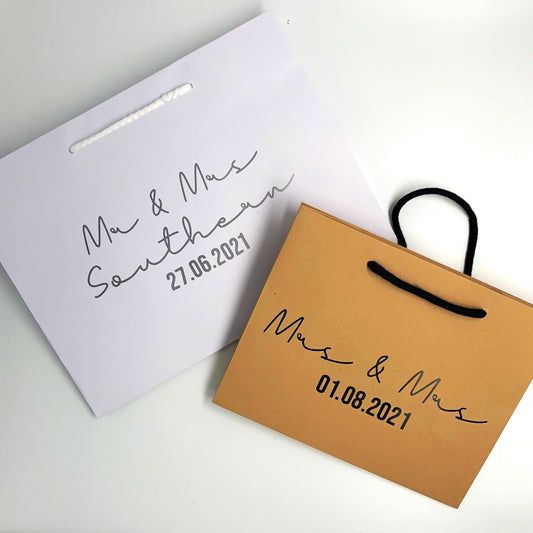 Personalised Wedding Luxury Gift Bag - Any Name and Date - Various Colours - mr and Mrs, Mr and Mr, Mrs and Mrs