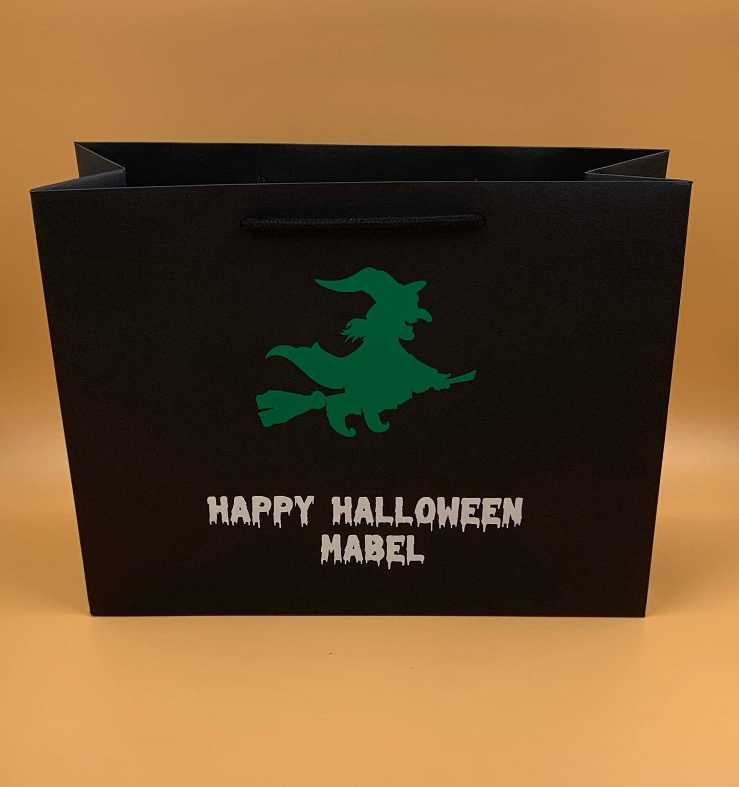 Personalised Halloween Luxury Party Gift Bag - Any Name - Various Colours - Trick or Treat Present Pumpkin Witch