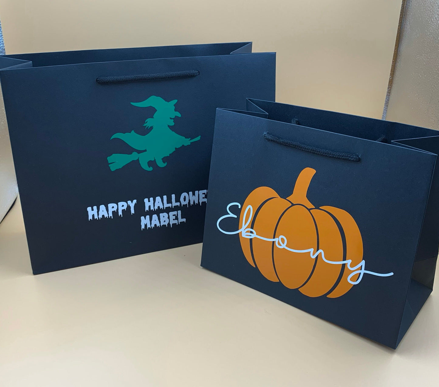 Personalised Halloween Luxury Party Gift Bag - Any Name - Various Colours - Trick or Treat Present Pumpkin Witch