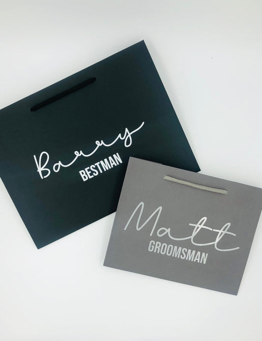 Personalised Groom, Best Man, Groomsman Wedding Gift Bag - 4 colours of bags, variety of font colours