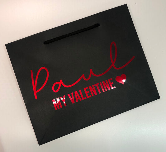 Personalised Luxury Valentines gift bag - Valentine gift for him - Valentine Gift for Her - Choice of colours