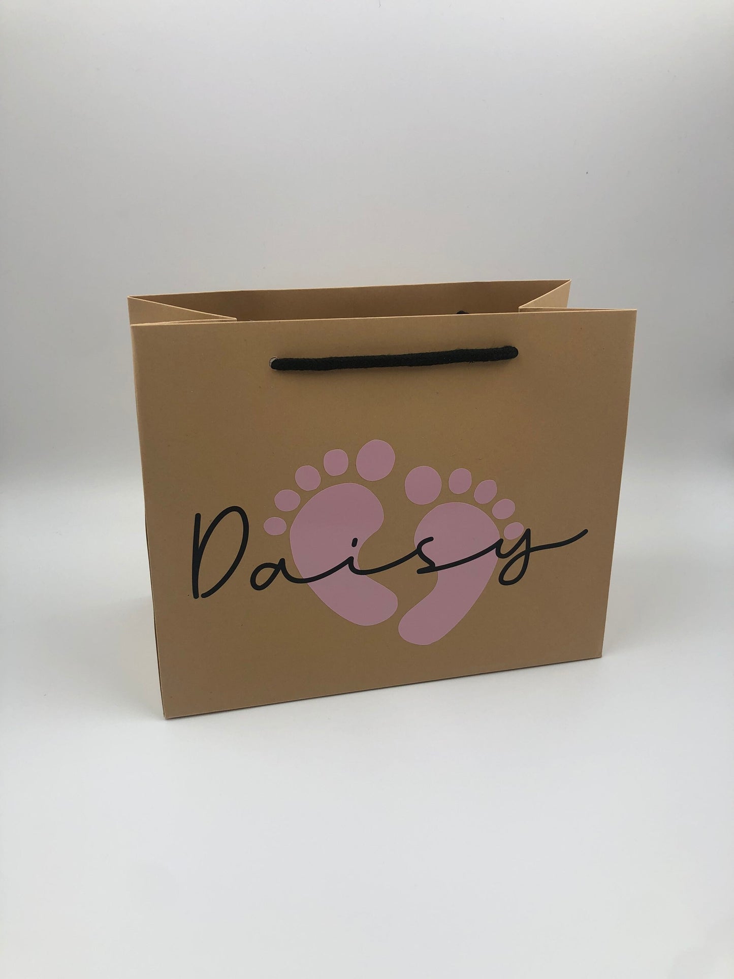 Personalised Newborn Baby Luxury Gift Bag - Any Name - Various Colours - New baby, Baby Shower, Congratulations - Baby Footprints