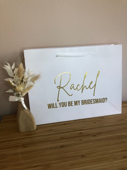 Personalised Bridesmaid Luxury Proposal Gift Bag | Bride, Bridesmaid, Maid of Honour | Will you be my?