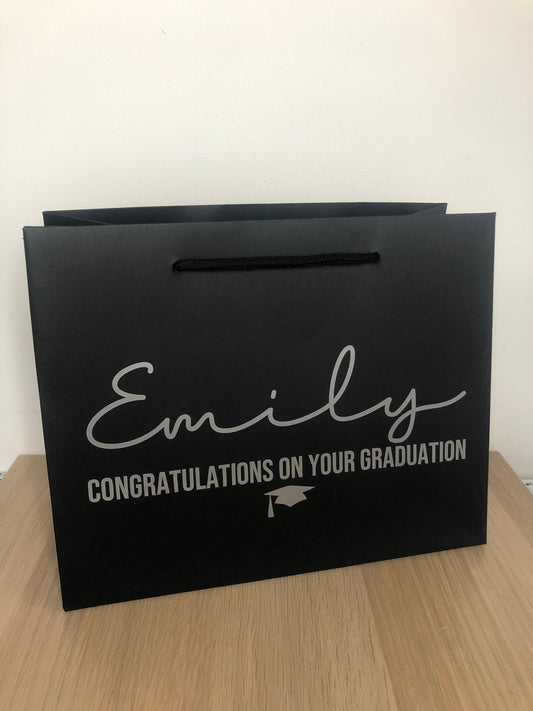 Personalised Graduation Luxury Gift Bag - Any name - Various colours - Metallic vinyl lettering - End of Uni, Class of 2022