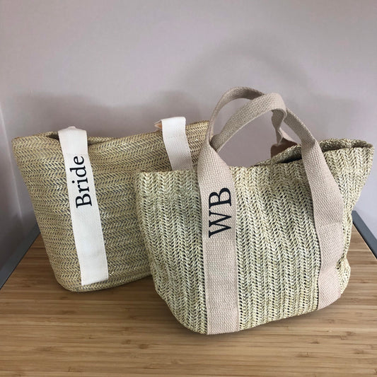 Personalised straw bag, handbag, holiday bag, lunch bag | Hen party gifts, Bridesmaid Gifts | bridal party, bachelorette, special gift