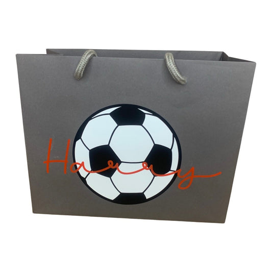 Personalised Football Birthday Luxury Gift Bag - Any Name - Various Colours - Children's Birthday Present, Kid's Party Gift