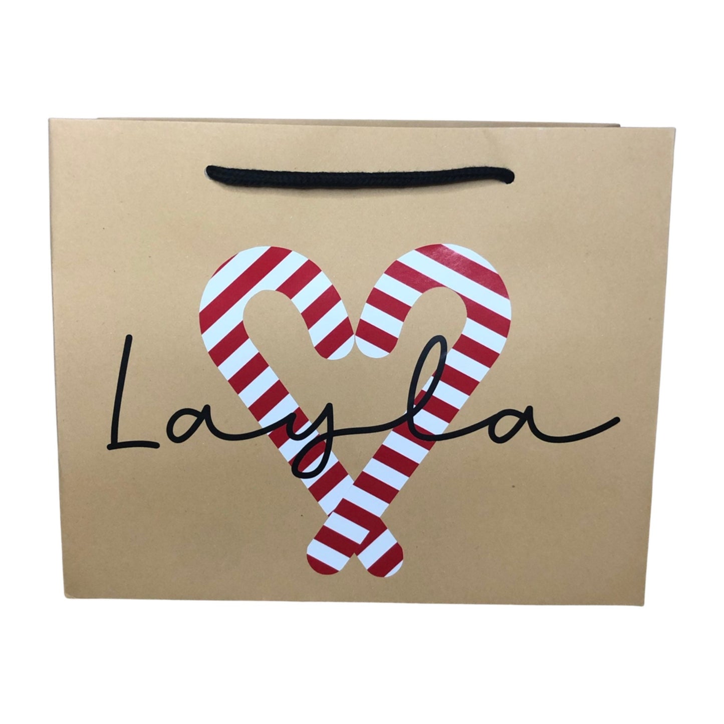 Personalised Christmas Luxury Gift Bag - Gingerbread Candy Cane Rudolph Christmas Tree Designs - Various Colours - Special Present