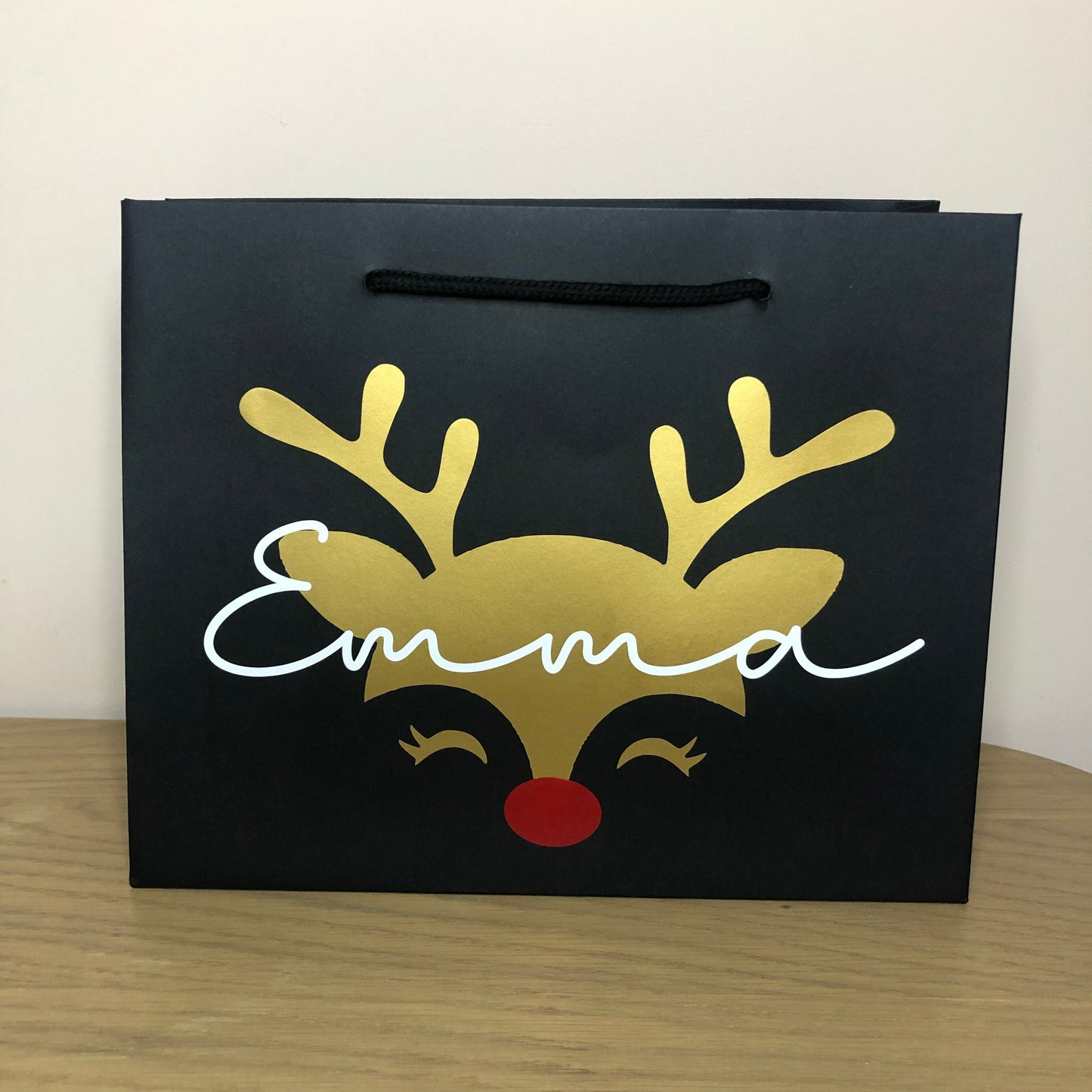 Personalised Christmas Luxury Gift Bag - Gingerbread Candy Cane Rudolph Christmas Tree Designs - Various Colours - Special Present