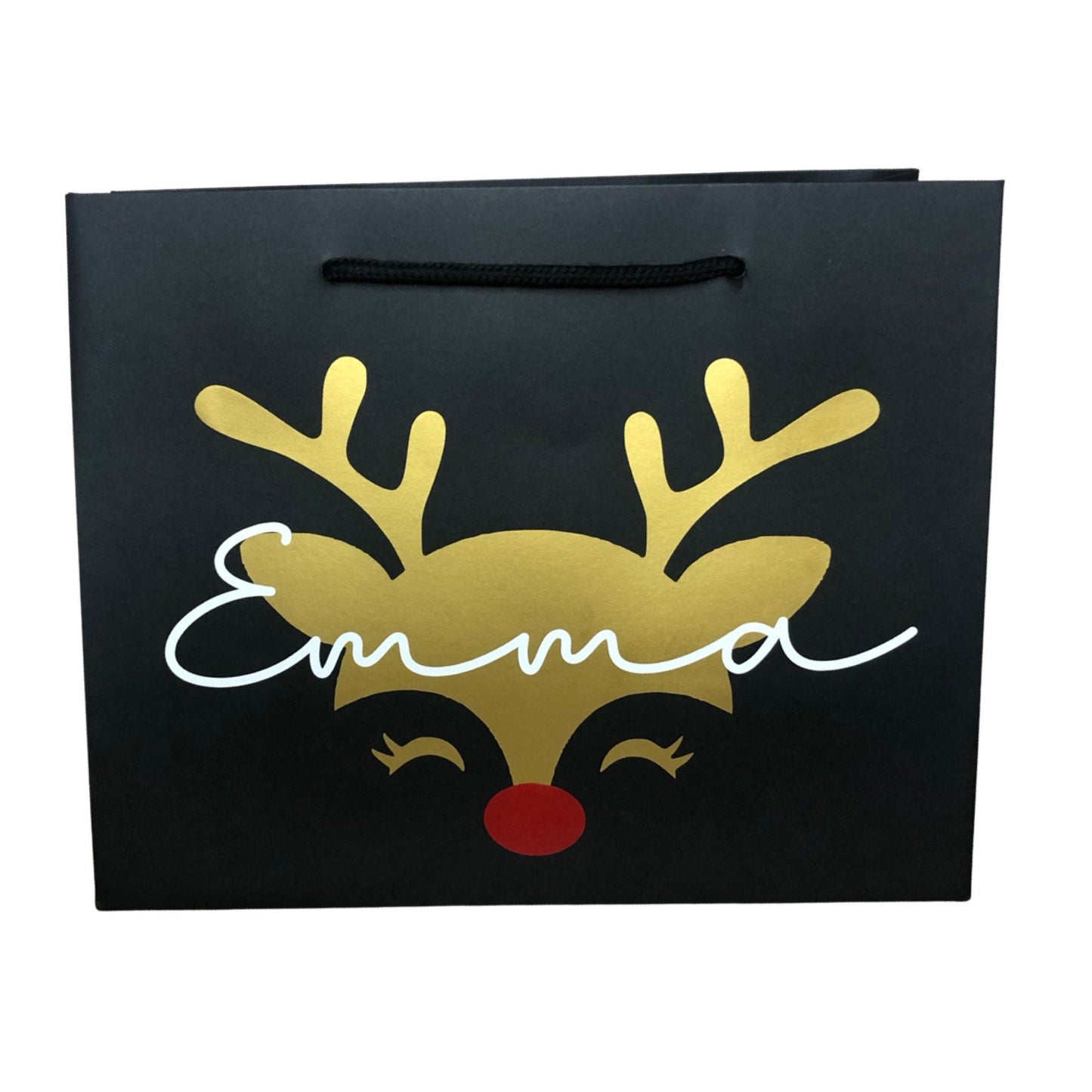 Personalised Christmas Luxury Gift Bag - Gingerbread Candy Cane Rudolph Christmas Tree Designs - Various Colours - Special Present