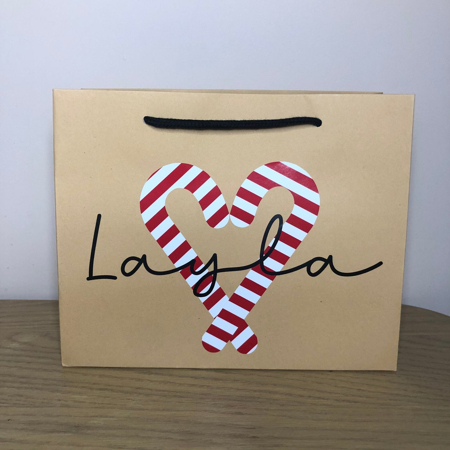 Personalised Christmas Luxury Gift Bag - Gingerbread Candy Cane Rudolph Christmas Tree Designs - Various Colours - Special Present