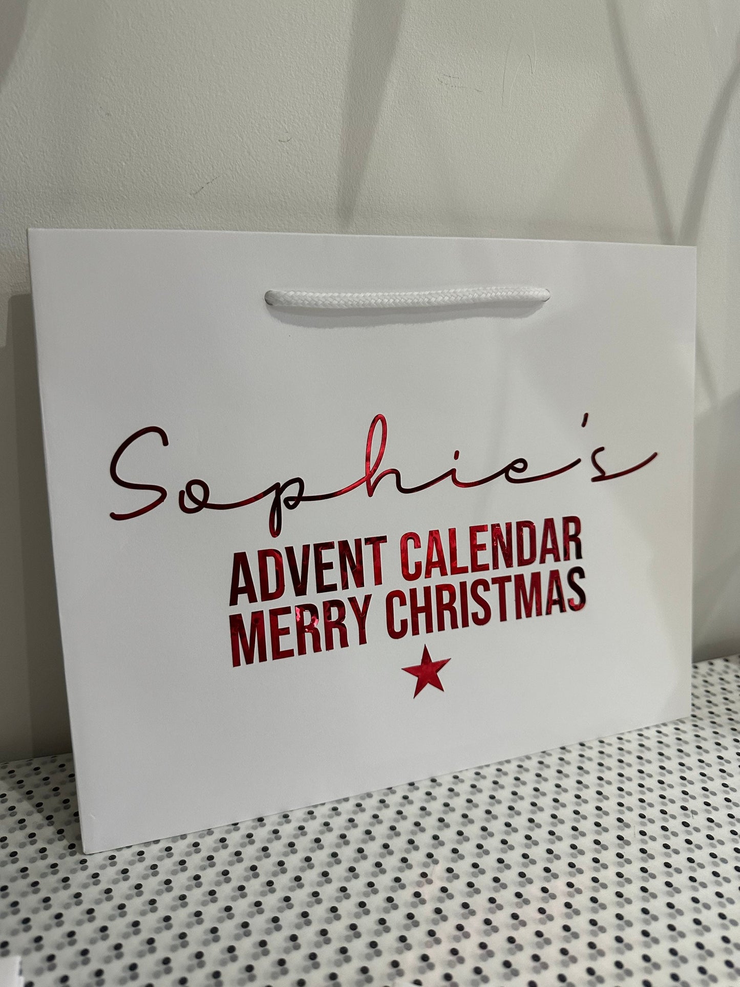 Personalised Christmas Luxury Gift Bag - Mirrored Merry Christmas wording and tree design - Various Colours - Special Present