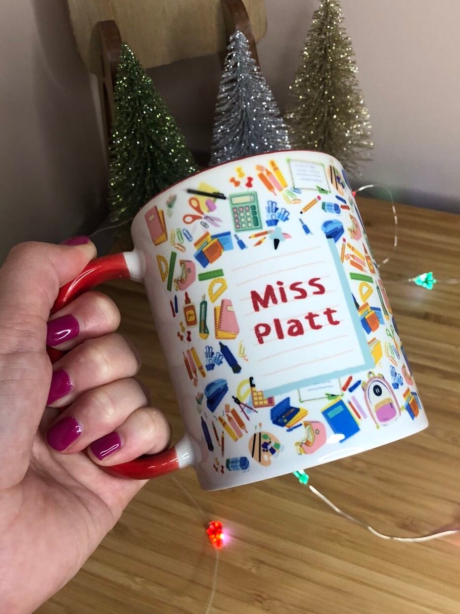 Personalised Teacher, Teaching Assistant Mug | Christmas Gift | End of Term Gift | Christmas Gift | Apple Pencil Design | Back to School