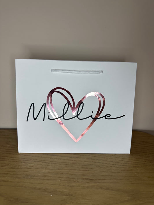 Personalised Luxury Valentines gift bag - Valentine gift for him - Valentine Gift for Her - Choice of colours